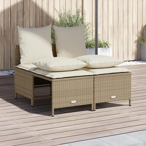 Prolenta Premium - Salon De Jardin Avec Coussins 4 Pcs Beige Résine Tressée