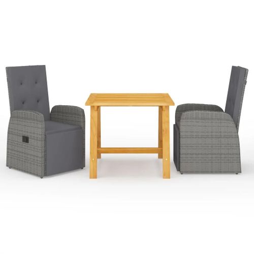 Prolenta Premium - Ensemble À Manger De Jardin 3 Pcs Gris