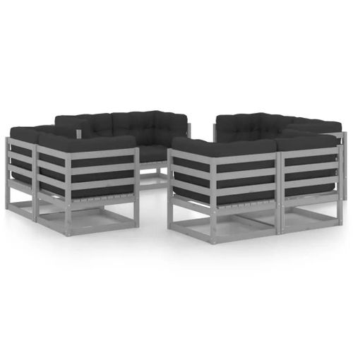 Prolenta Premium - Salon De Jardin 8 Pcs Avec Coussins Bois De Pin Massif