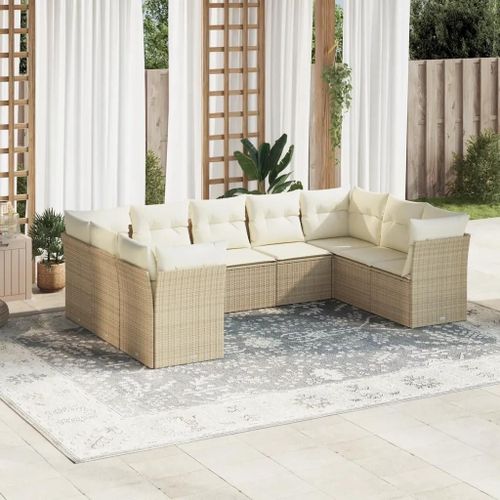 Prolenta Premium - Salon De Jardin Avec Coussins 9 Pcs Beige Résine Tressée