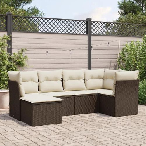 Prolenta Premium - Salon De Jardin Avec Coussins 6 Pcs Marron Résine Tressée