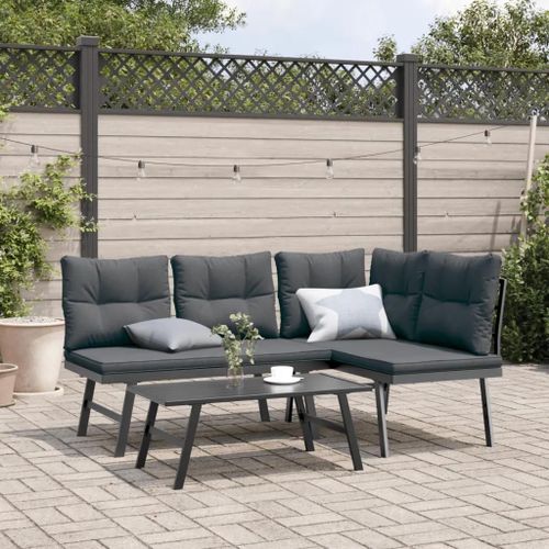 Prolenta Premium - Bancs De Jardin Avec Coussins Lot De 2 Acier Enduit De Poudre