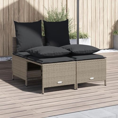 Prolenta Premium - Salon De Jardin 4 Pcs Avec Coussins Gris Clair Résine Tressée