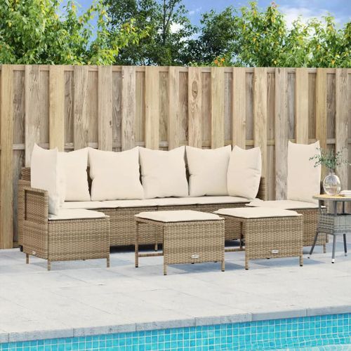 Prolenta Premium - Salon De Jardin Avec Coussins 5 Pcs Beige Résine Tressée