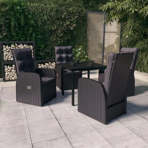 Prolenta Premium - Ensemble À Manger De Jardin Avec Coussins 5 Pcs Noir