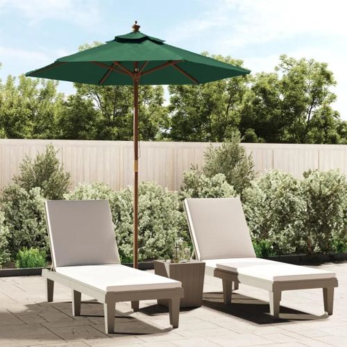 Prolenta Premium - Parasol De Jardin Avec Mât En Bois Vert 196x231 Cm