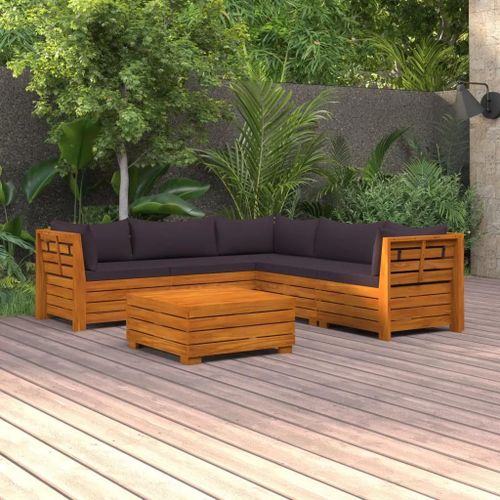 Prolenta Premium - Salon De Jardin 6 Pcs Avec Coussins Bois D'acacia Solide