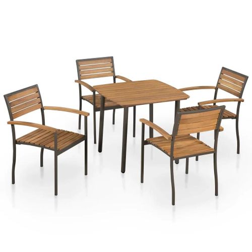 Prolenta Premium - Ensemble À Manger D'extérieur 5pcs Bois Acacia Solide Et Acier