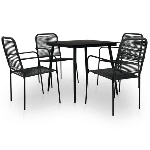 Prolenta Premium - Ensemble À Manger D'extérieur 5pcs Corde En Coton Et Acier Noir