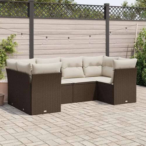 Prolenta Premium - Salon De Jardin Avec Coussins 6 Pcs Marron Résine Tressée