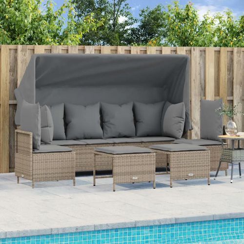 Prolenta Premium - Salon De Jardin Avec Coussins 5 Pcs Beige Résine Tressée