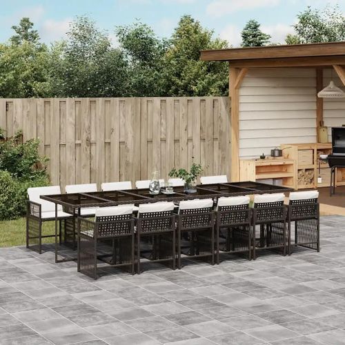 Prolenta Premium - Ensemble À Manger De Jardin Avec Coussins 13 Pcs Marron Rotin