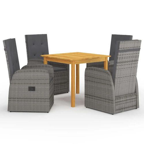 Prolenta Premium - Ensemble À Manger De Jardin 5 Pcs Gris