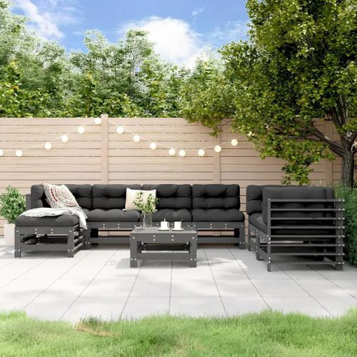 Prolenta Premium - Salon De Jardin 8 Pcs Gris Bois De Pin Massif