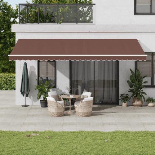 Prolenta Premium - Auvent Manuel Rétractable Avec Led Marron 600x350 Cm