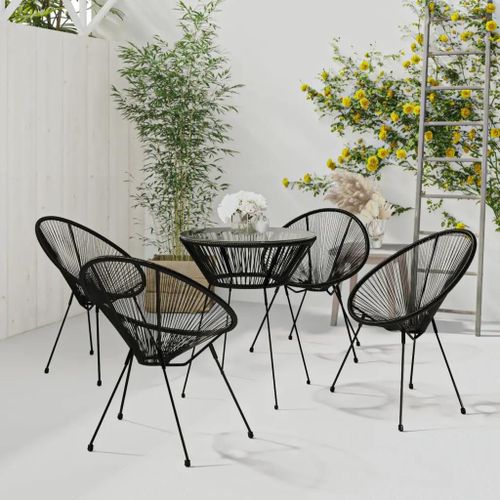 Prolenta Premium - Ensemble À Manger De Jardin 5 Pcs Noir