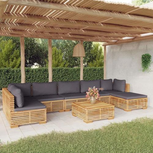 Prolenta Premium - Salon De Jardin 8 Pcs Avec Coussins Bois De Teck Solide