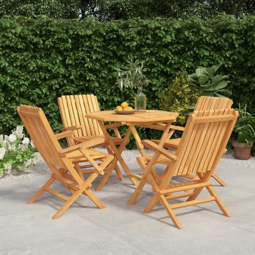 Prolenta Premium - Ensemble À Manger De Jardin 5 Pcs Bois De Teck Massif
