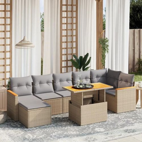 Prolenta Premium - Salon De Jardin Avec Coussins 8 Pcs Beige Résine Tressée