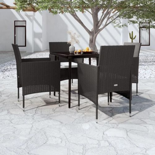 Prolenta Premium - Ensemble À Manger De Jardin Avec Coussins 5 Pcs Noir