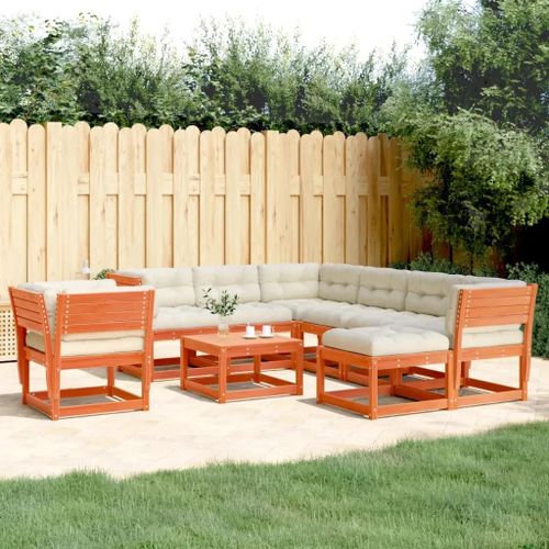 Prolenta Premium - Salon De Jardin 8 Pcs Avec Coussins Cire Marron Bois Pin Massif