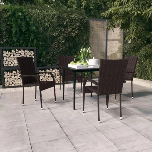 Prolenta Premium - Ensemble À Manger De Jardin 5 Pcs Marron Et Noir