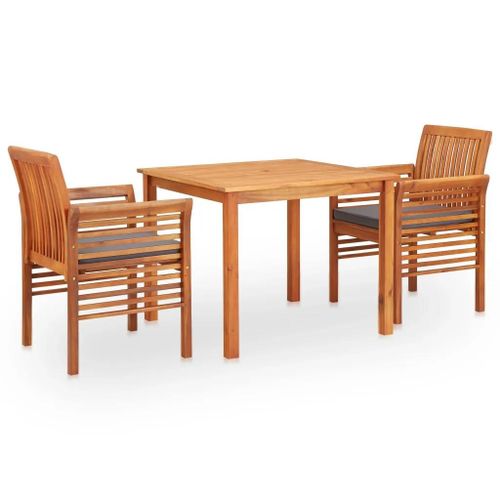 Prolenta Premium - Ensemble À Manger D'extérieur 3 Pcs Et Coussins Acacia Solide