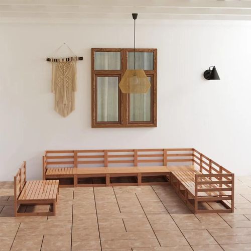 Prolenta Premium - Salon De Jardin 10 Pcs Marron Miel Bois De Pin Massif
