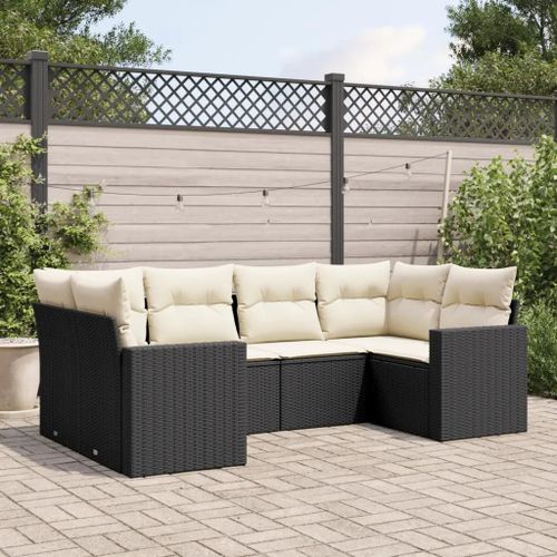 Prolenta Premium - Salon De Jardin 6 Pcs Avec Coussins Noir Résine Tressée