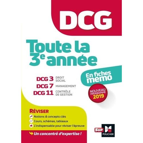 Toute La 3e Année Dcg En Fiches Mémo - Dcg 3, Droit Social - Dcg 7, Management - Dcg 11, Contrôle De Gestion