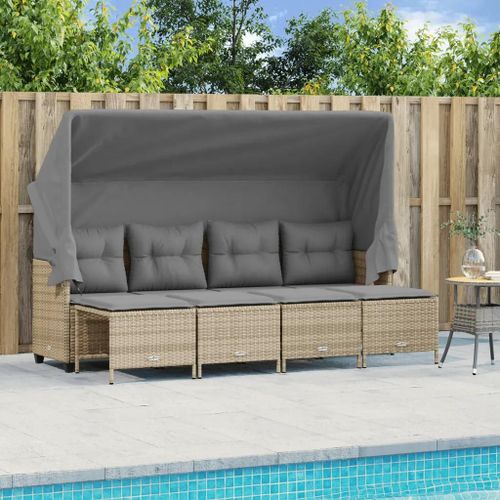Prolenta Premium - Salon De Jardin Avec Coussins 5 Pcs Beige Résine Tressée