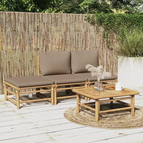Prolenta Premium - Salon De Jardin 4 Pcs Avec Coussins Taupe Bambou