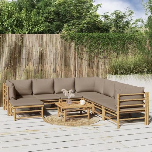 Prolenta Premium - Salon De Jardin 9 Pcs Avec Coussins Taupe Bambou