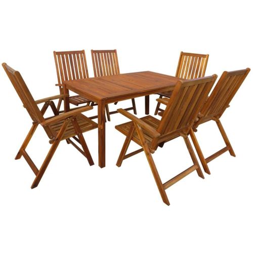 Prolenta Premium - Ensemble À Manger D'extérieur 7 Pcs Bois D'acacia Solide