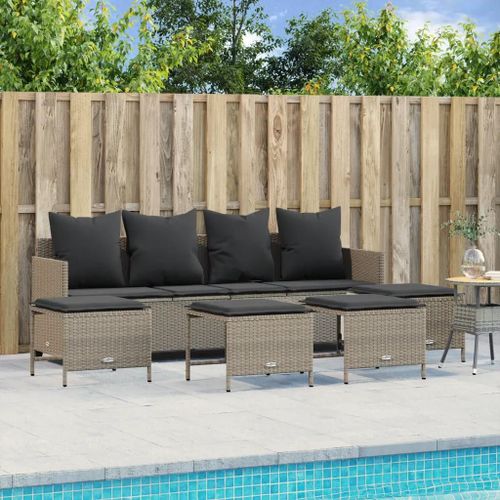Prolenta Premium - Salon De Jardin 5 Pcs Avec Coussins Gris Clair Résine Tressée