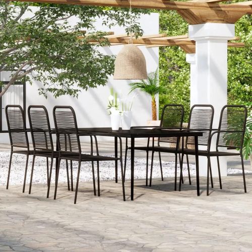 Prolenta Premium - Ensemble À Manger De Jardin 7 Pcs Noir
