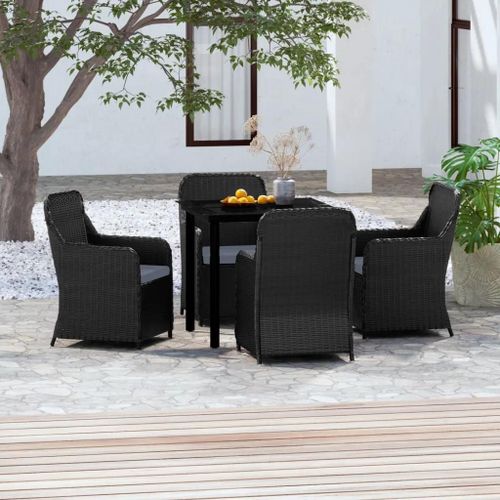 Prolenta Premium - Ensemble À Manger De Jardin Avec Coussins 5 Pcs Noir