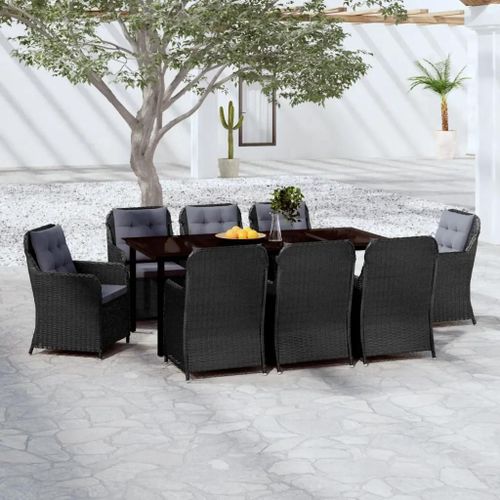 Prolenta Premium - Ensemble À Manger De Jardin 9 Pcs Noir