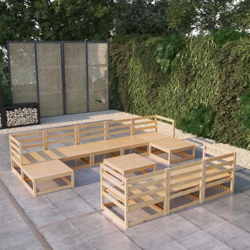 Prolenta Premium - Salon De Jardin 11 Pcs Bois De Pin Massif
