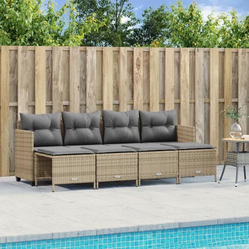 Prolenta Premium - Salon De Jardin Avec Coussins 5 Pcs Beige Résine Tressée