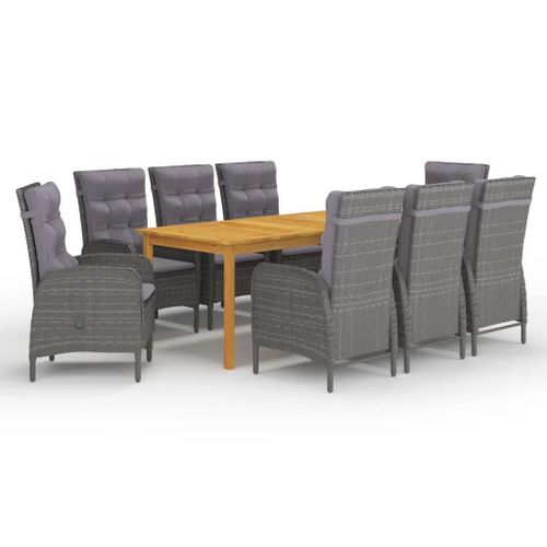 Prolenta Premium - Ensemble À Manger De Jardin 9 Pcs Gris