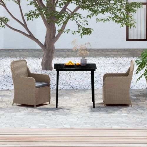 Prolenta Premium - Ensemble À Manger De Jardin Avec Coussins 3 Pcs Marron