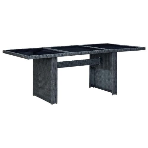 Prolenta Premium - Table De Jardin Gris Foncé Résine Tressée Et Verre Trempé