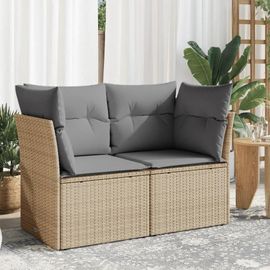 Prolenta Premium - Canapé De Jardin Avec Coussins 2 Places Beige Résine Tressée