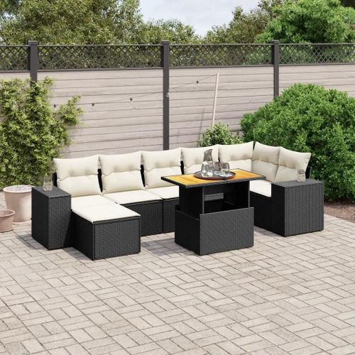 Prolenta Premium - Salon De Jardin 8 Pcs Avec Coussins Noir Résine Tressée