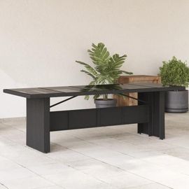 Prolenta Premium - Table De Jardin Dessus En Verre Noir 240x90x75cm Résine Tressée