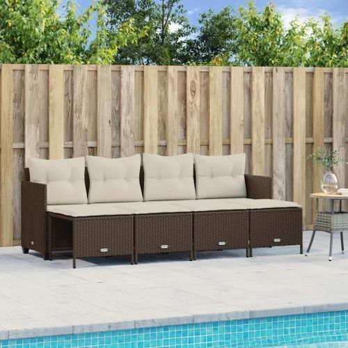 Prolenta Premium - Salon De Jardin Avec Coussins 5 Pcs Marron Résine Tressée