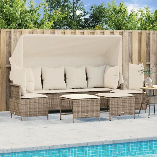 Prolenta Premium - Salon De Jardin Avec Coussins 5 Pcs Beige Résine Tressée