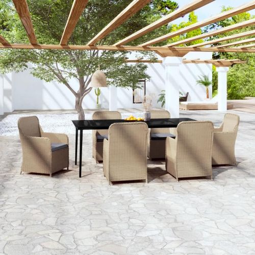 Prolenta Premium - Ensemble À Manger De Jardin Et Coussins 7 Pcs Marron