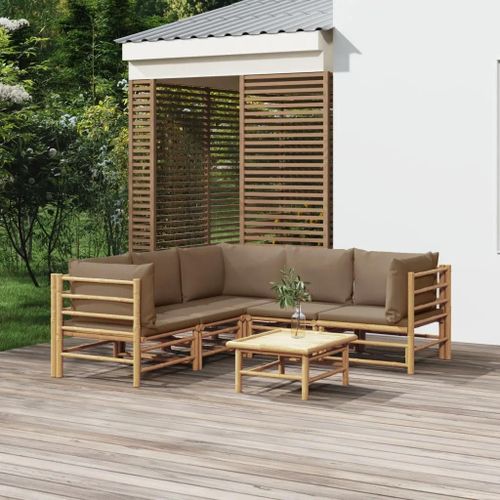Prolenta Premium - Salon De Jardin 6 Pcs Avec Coussins Taupe Bambou